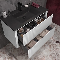 Opadiris Мебель для ванной Рубинно 90 подвесная белая/антрацит – фотография-11